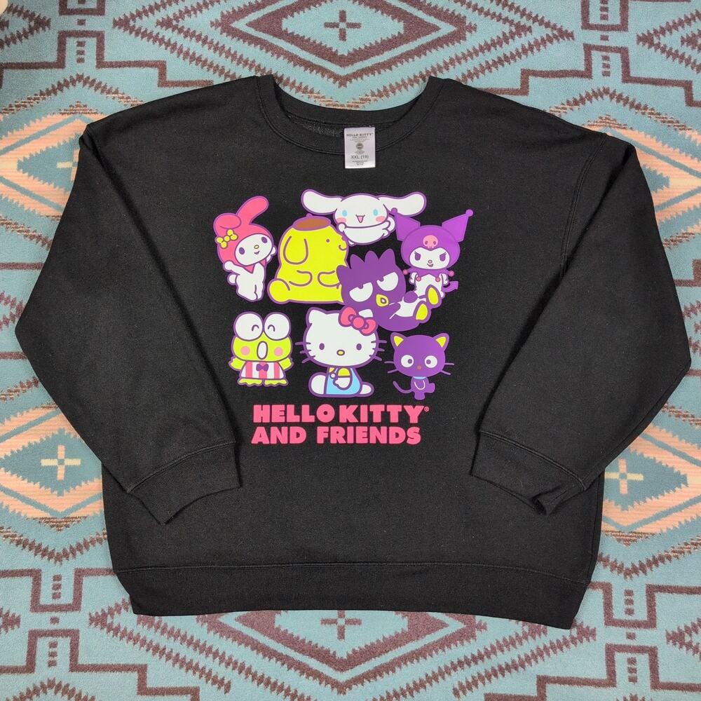 SANRIO Hello Kitty And Friends Graphic Crewneck Sweatshirt Womens XXL Black Cute